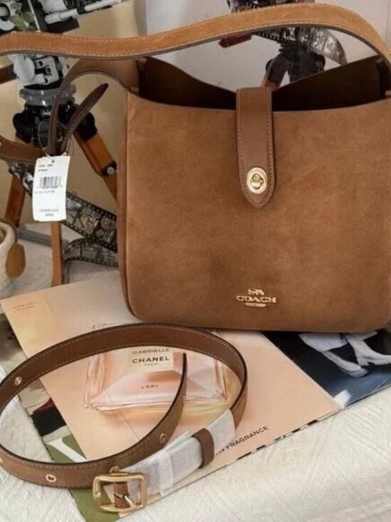 Coach Handbags - Coach Tan Suede Shoulder Bag